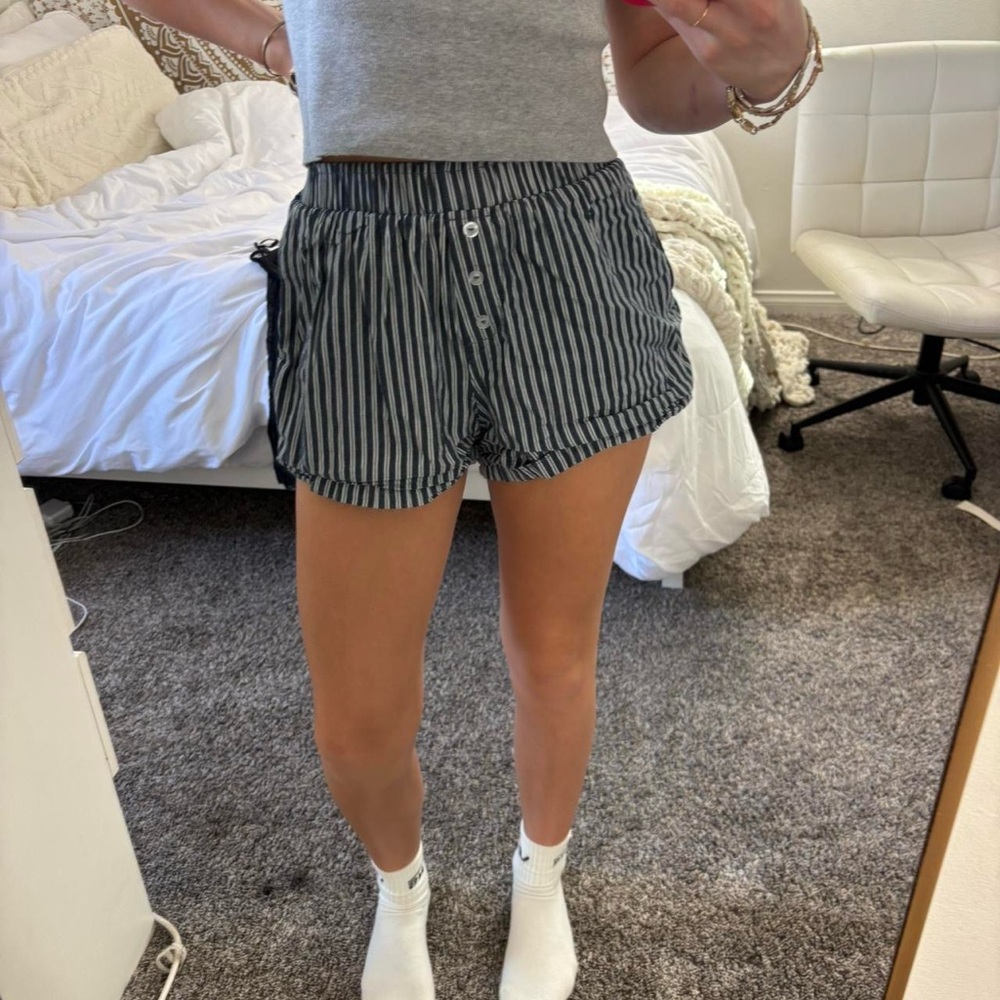 Cotton On Navy and White Striped Athletic Shorts